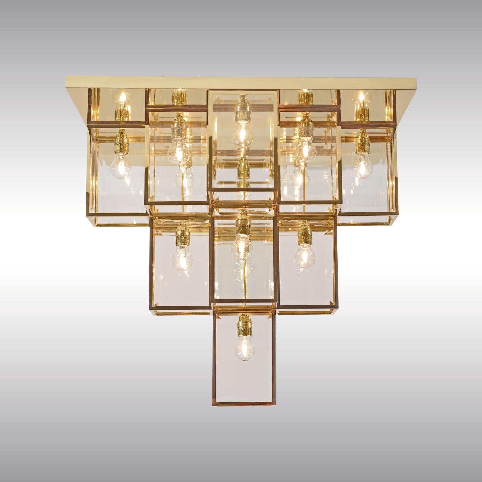 Vienna Secession Secessionist Josef Hoffmann Flush Mount Chandelier Re-Edition, Custom Made For Sale