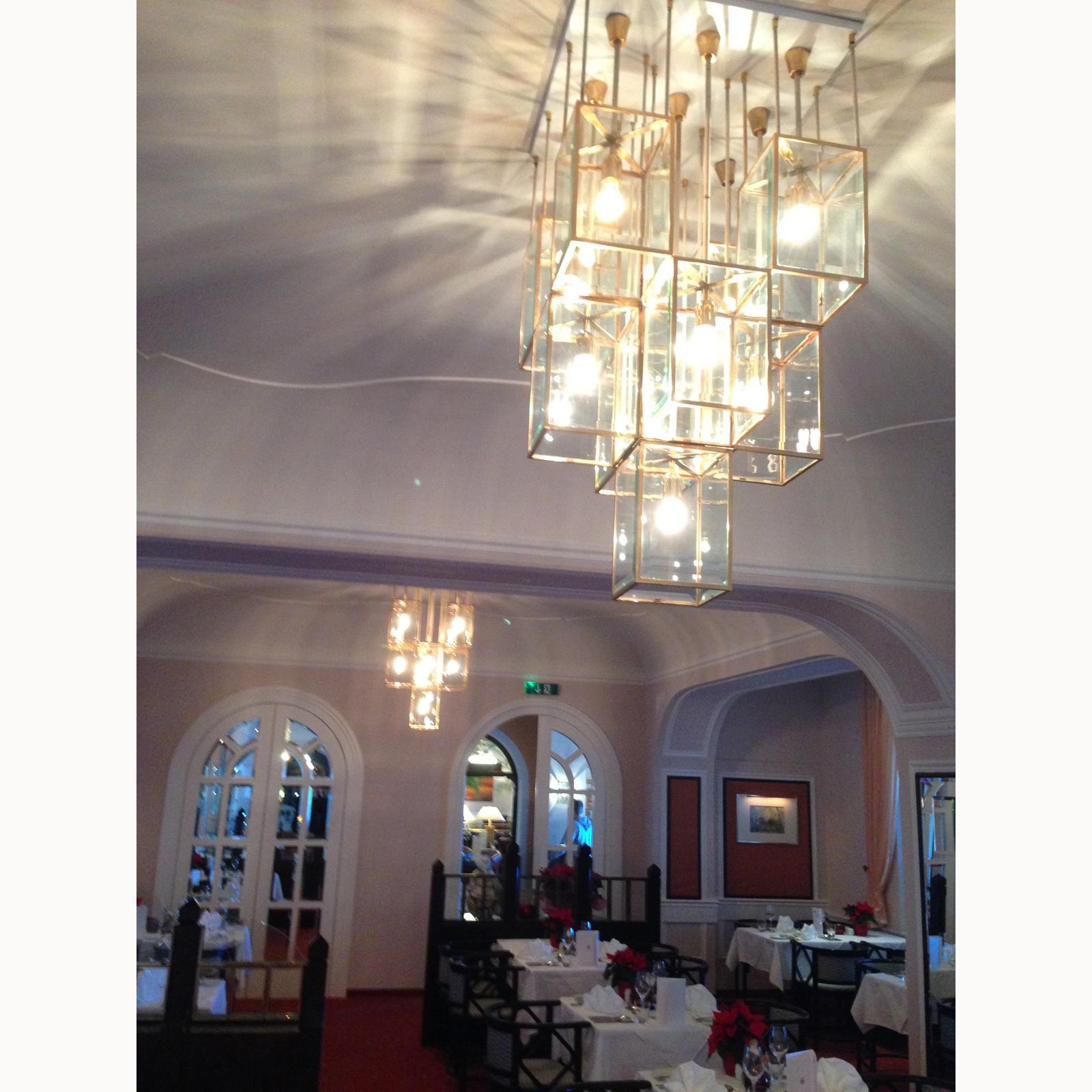 Austrian Secessionist Josef Hoffmann Flush Mount Chandelier Re-Edition, Custom Made For Sale