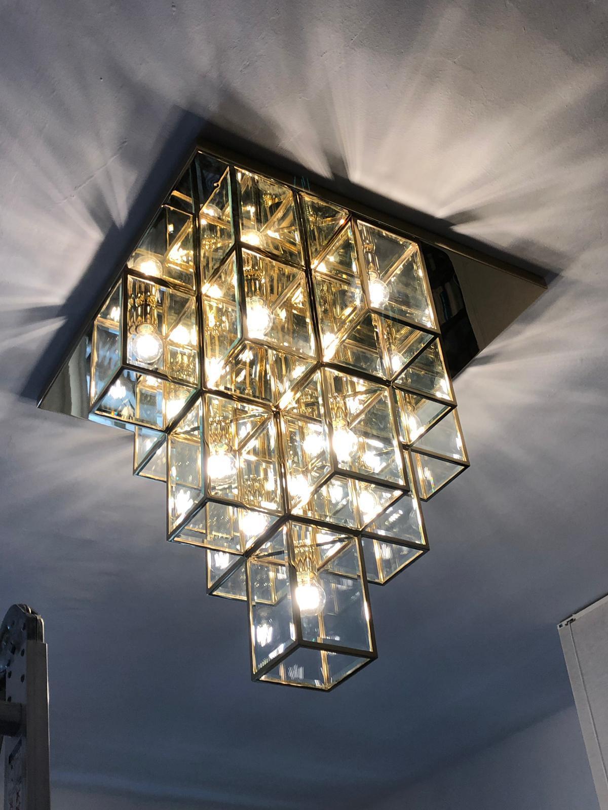 Secessionist Josef Hoffmann Flush Mount Chandelier Re-Edition, Custom Made In New Condition For Sale In Vienna, AT