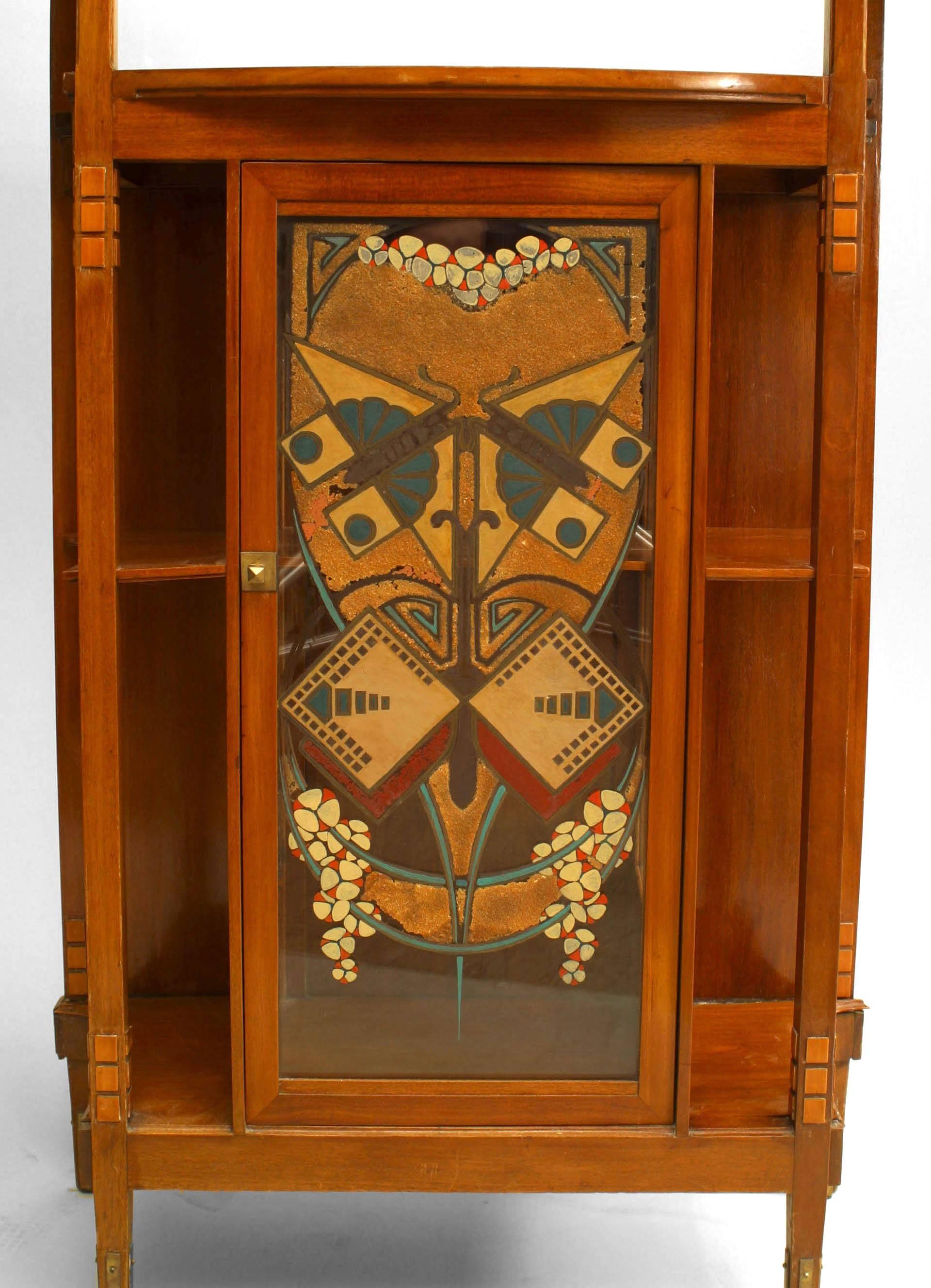 Continental Secessionist Mahogany and Maple Cabinet For Sale 2
