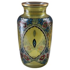 Vaso secessionista in vetro dipinto Loetz Glass