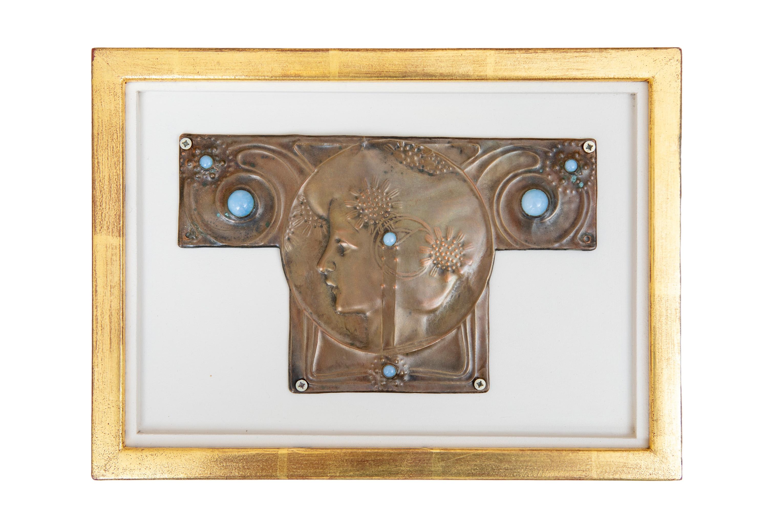 Austrian Secessionist Pair of panels Georg Klimt ca. 1900 Patinated Copper Art Nouveau