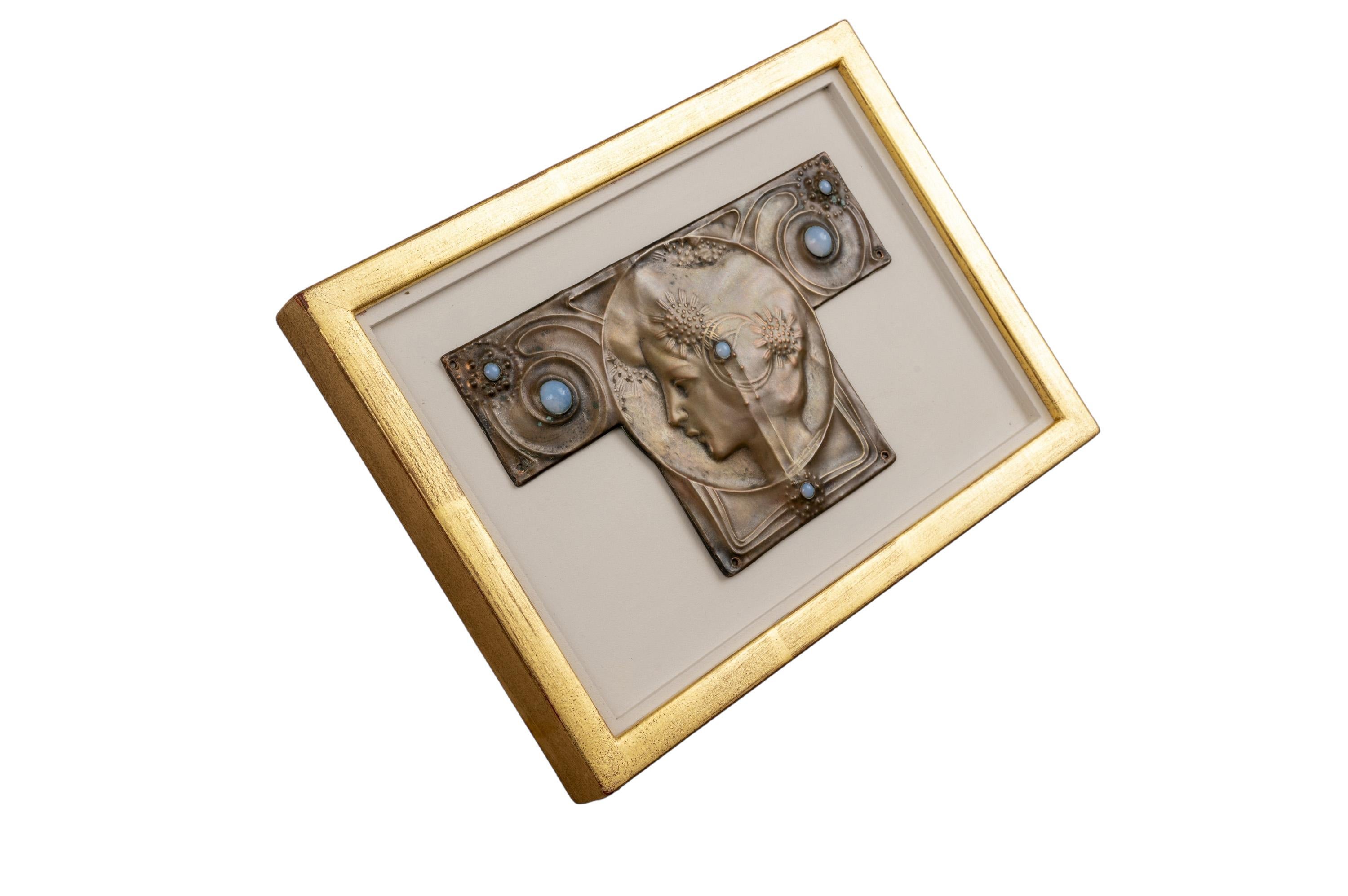 Secessionist Pair of panels Georg Klimt ca. 1900 Patinated Copper Art Nouveau In Good Condition In Klosterneuburg, AT