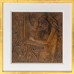Secessionist panel "Poetry" Georg Klimt ca. 1900 Patinated Copper Art Nouveau