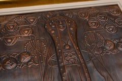 Secessionist panel "The source" Georg Klimt ca 1900 Patinated Copper Art Nouveau