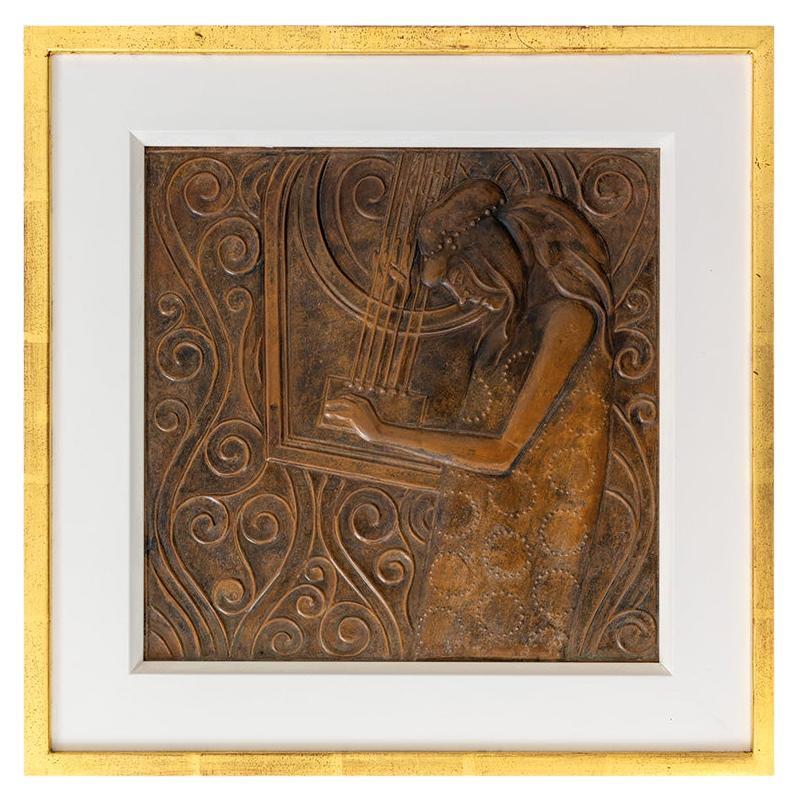 Secessionist panel Georg Klimt ca. 1900 Patinated Copper Art Nouveau