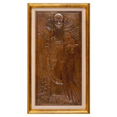 Panneau sécessionniste "Nymphe à la fontaine"  Georg Klimt vers 1900