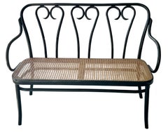 Secessionist Style Bentwood and Cane Settee Mid Century by CMG Thonet