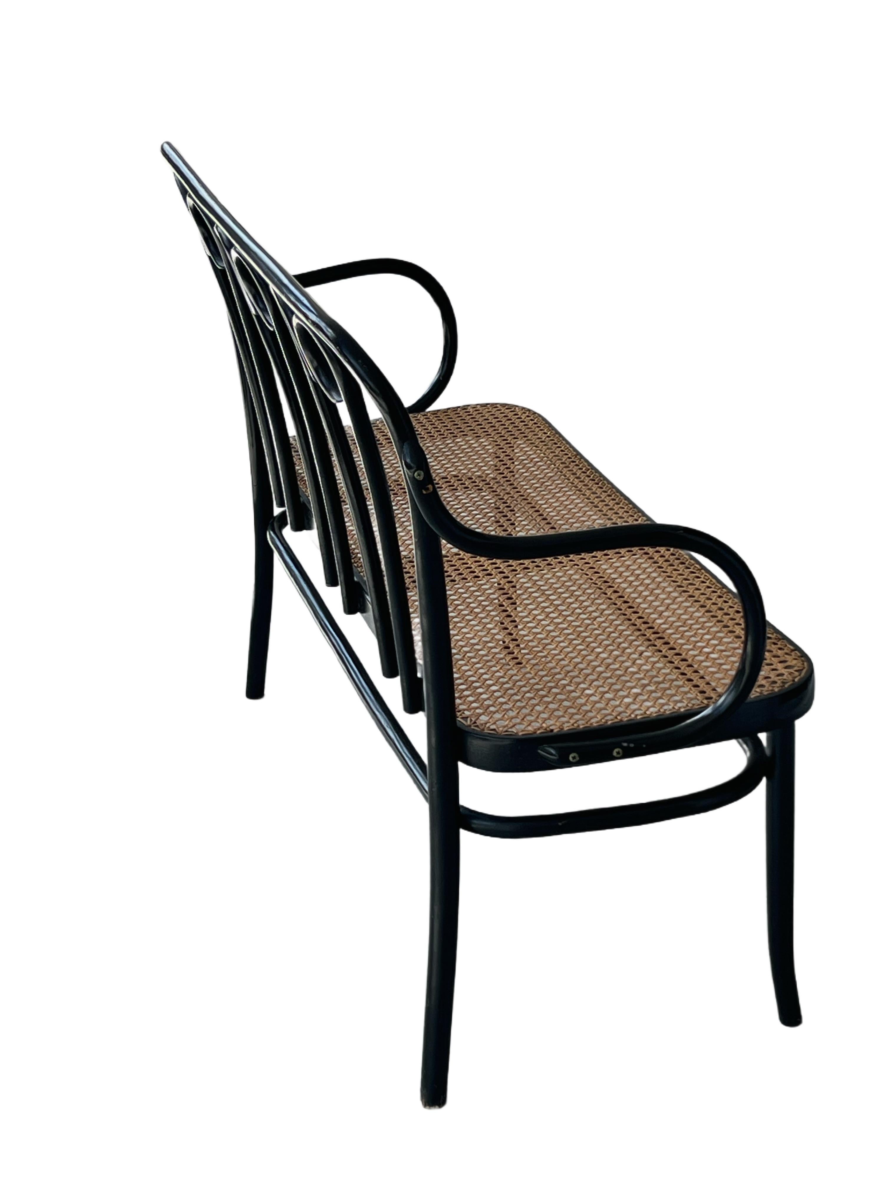 Secessionistisches Sofa aus Bugholz und Rohrgeflecht Mid Century von CMG Thonet (Gehstock) im Angebot