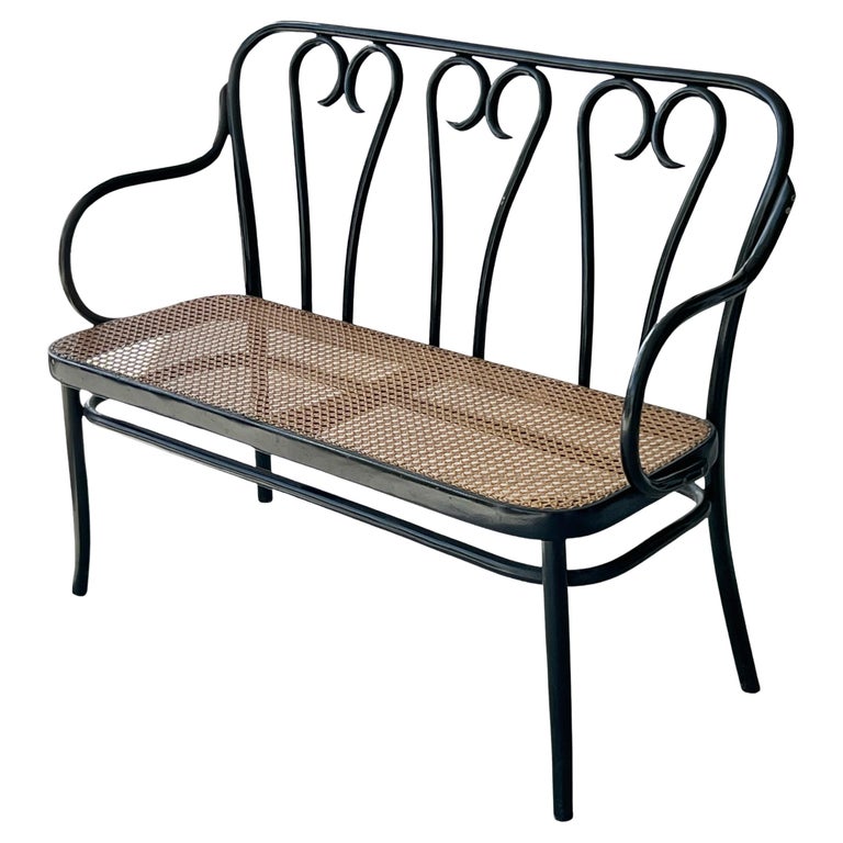 Secessionist Style Bentwood and Cane Settee Mid Century by CMG