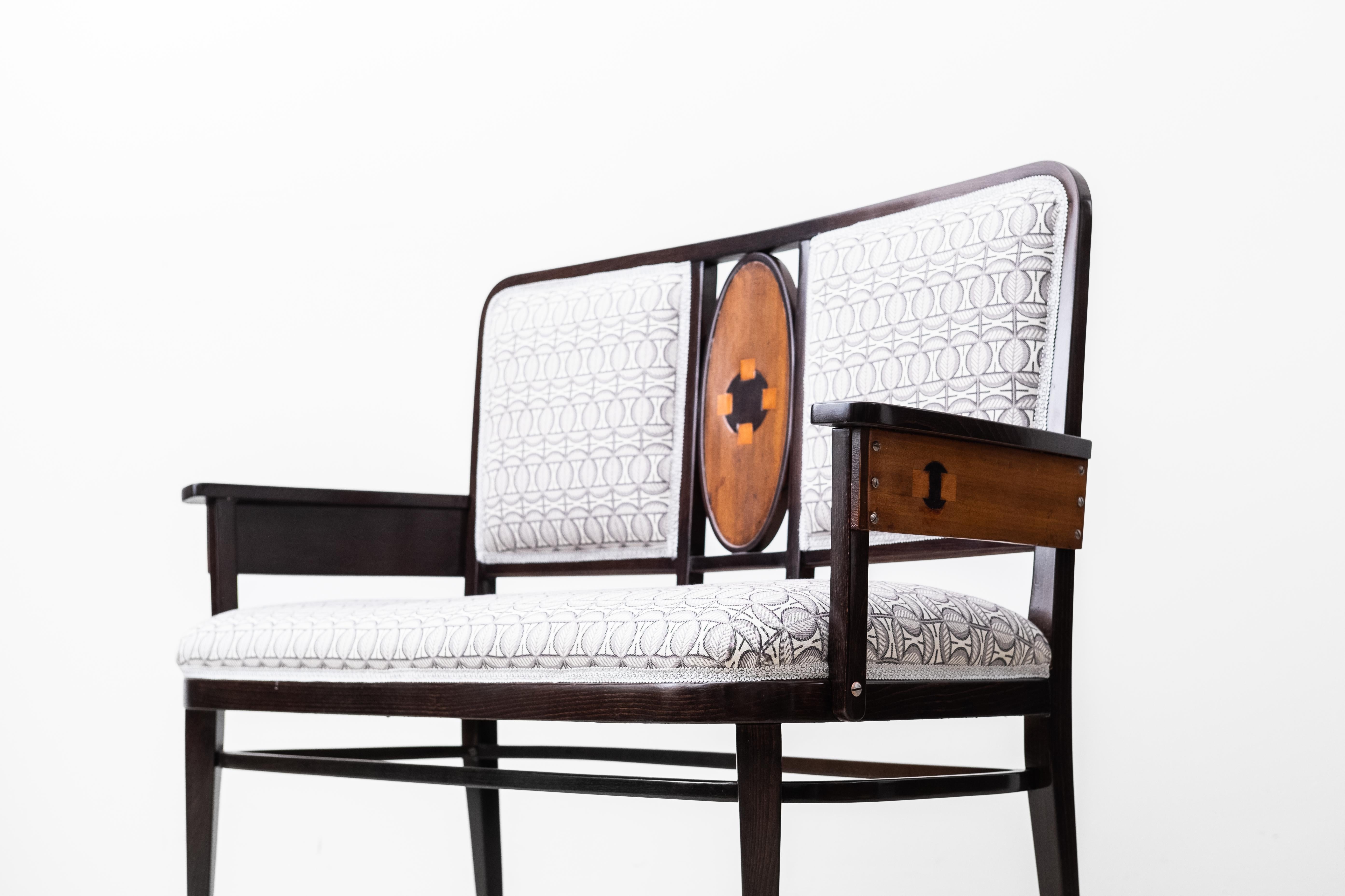 Vienna Secession Secessionistic Bench from Marcel Kammerer for Grand Hotel Wiesler (Thonet, 1905) For Sale