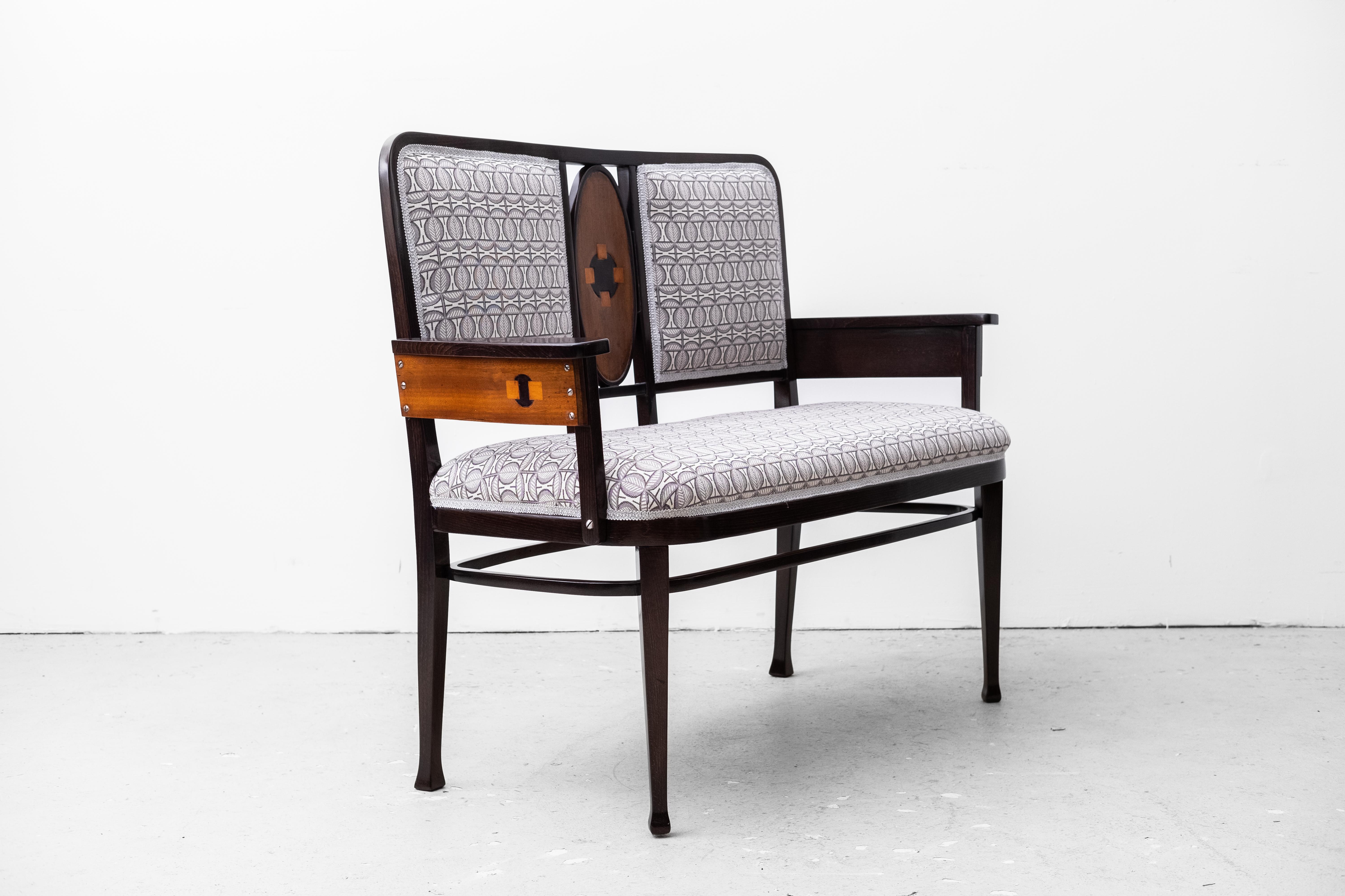 Secessionistic Bench from Marcel Kammerer for Grand Hotel Wiesler (Thonet, 1905) For Sale 1