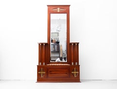 Secessionistic Mirror with small Bench by Julius & Josef Herrmann (Vienna, 1905)