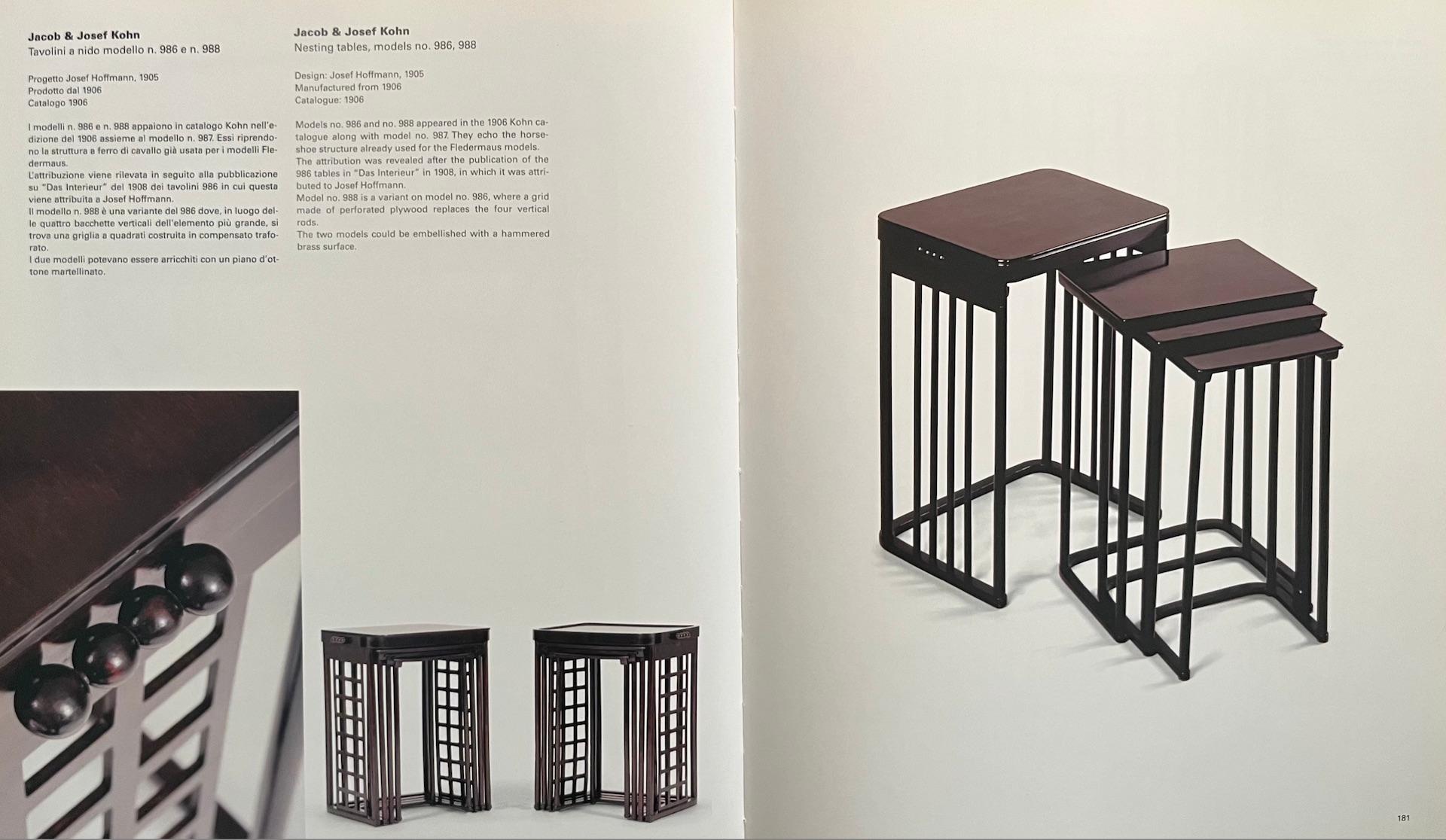 Début du 20ème siècle Tables gigognes sécessionnistes de J. Hoffmann (1905) pour J.J.Kohn, modèle 986 en vente