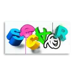 Contemporary street art pop art hand painted graffiti tag canvas interior