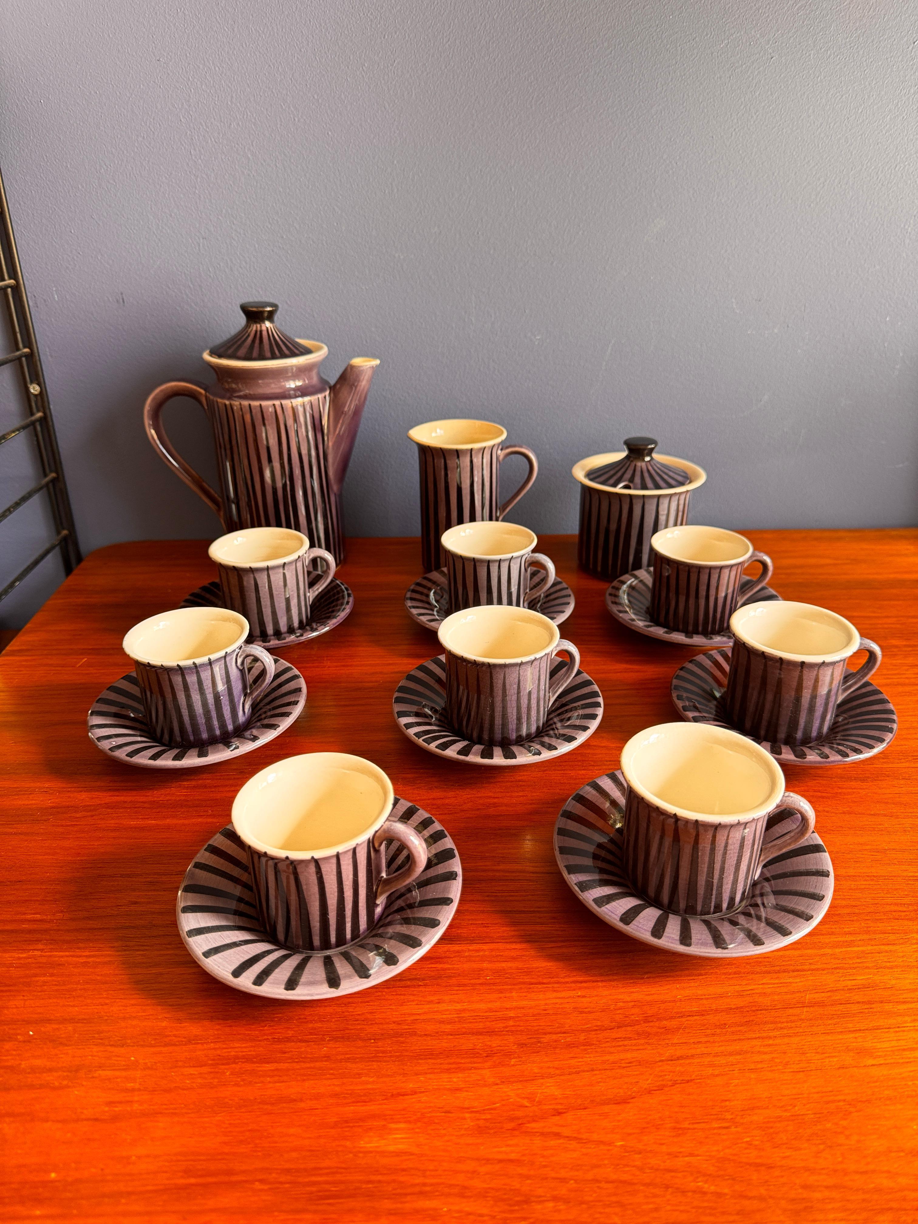 Secla Coffee Service – Mid-Century Portuguese Ceramics in Bold Violet, 1970s In Good Condition For Sale In Lisboa, PT