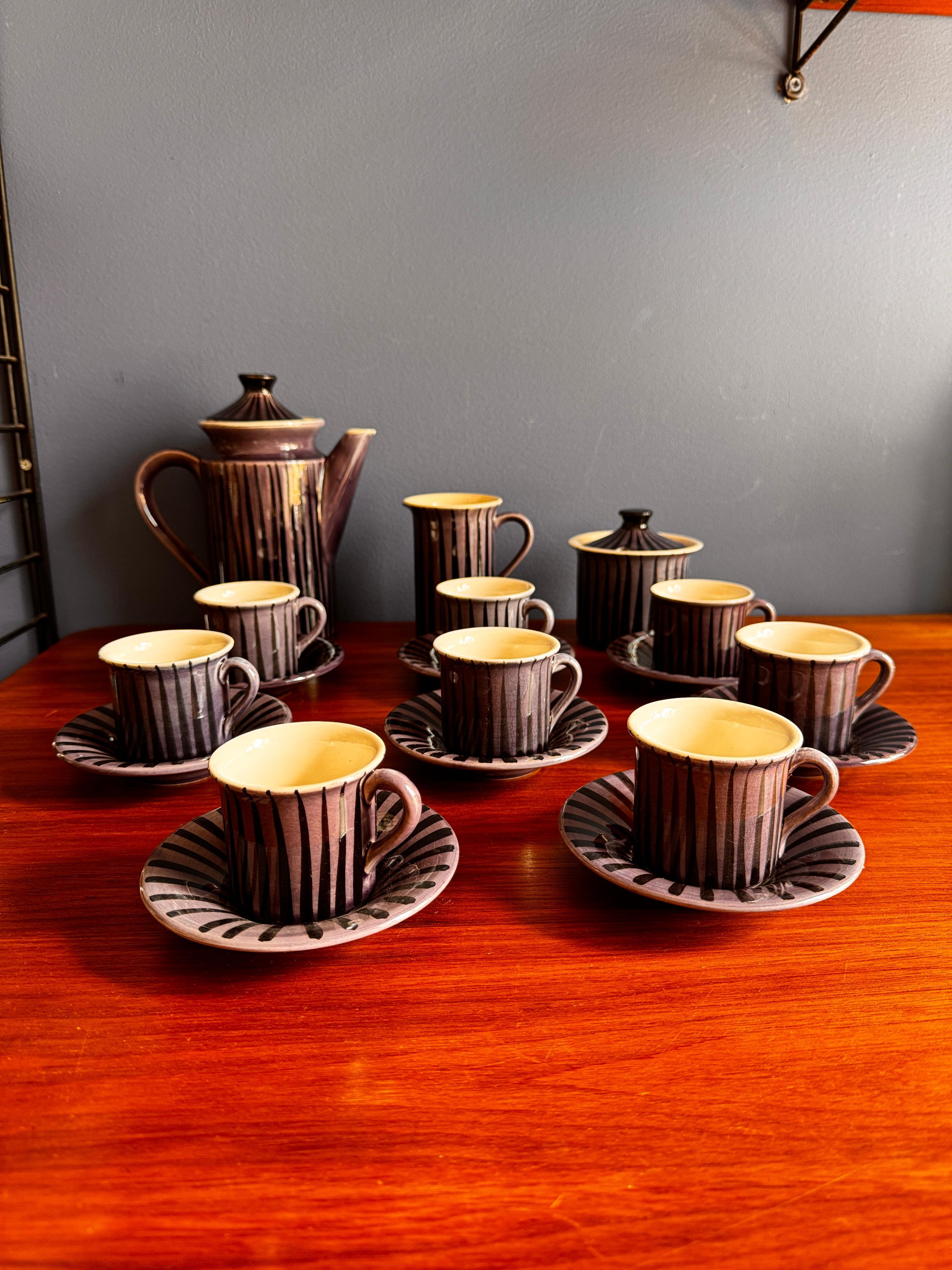 Late 20th Century Secla Coffee Service – Mid-Century Portuguese Ceramics in Bold Violet, 1970s For Sale
