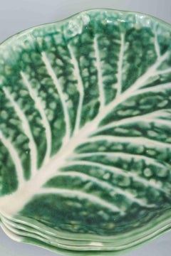 Secla, Portugal. 5 faience plates in the shape of cabbage leaves. 1960s/70s