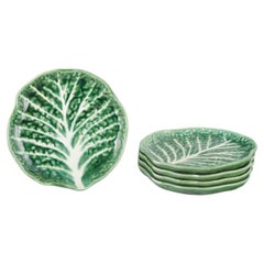 Secla, Portugal. 5 faience plates in the shape of cabbage leaves. 1960s/70s