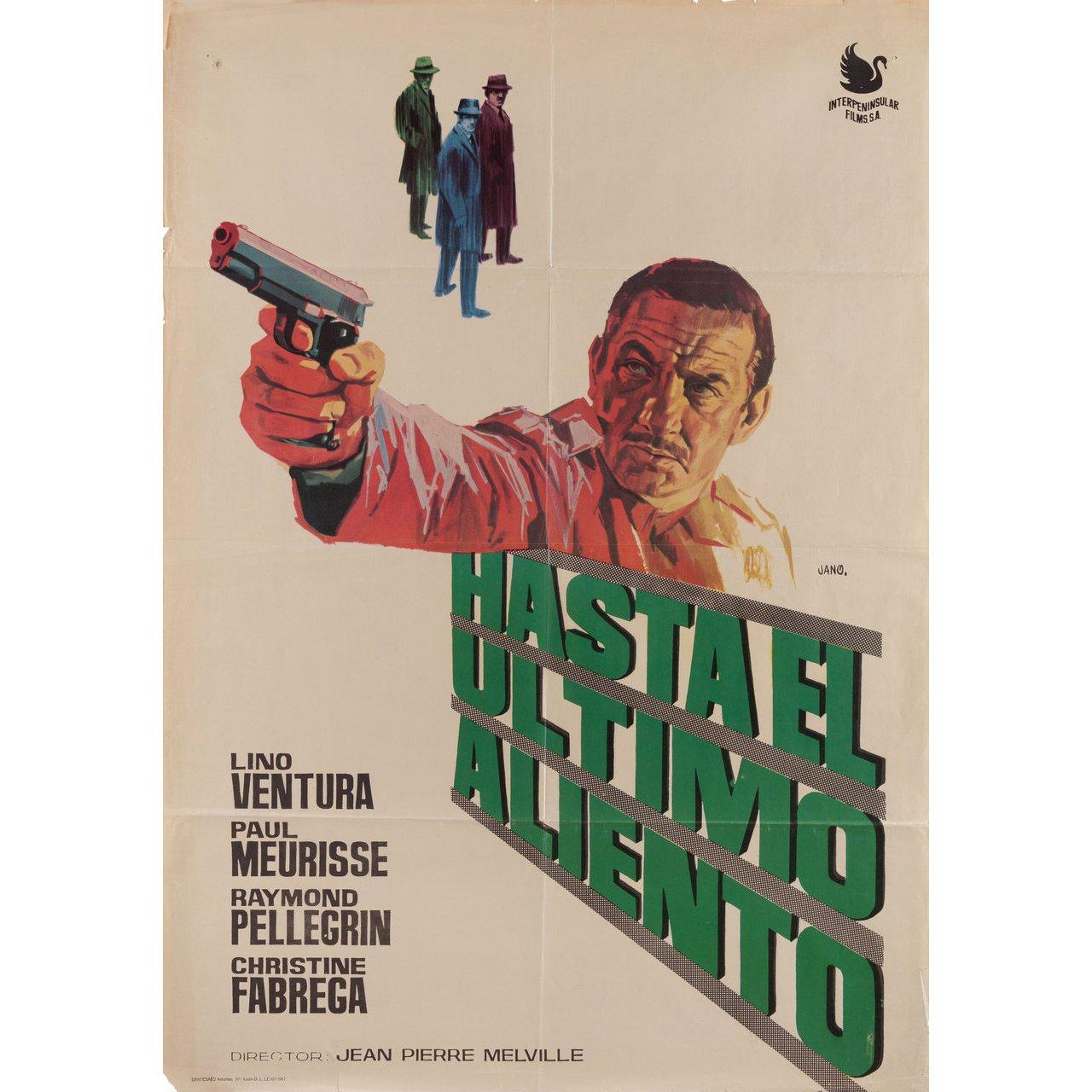 Original 1967 Spanish B1 poster by Jano for the film Second Breath (Le Deuxieme Souffle) directed by Jean-Pierre Melville with Lino Ventura / Paul Meurisse / Raymond Pellegrin / Christine Fabrega. Very Good condition, folded. Many original posters