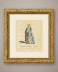 Second Bridal Dress of a Lady of Cologne in Blue Gown and Veil, 1588, 1757
