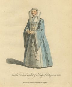 Second Bridal Dress of a Lady of Cologne in Blue Gown and Veil, 1588, 1757