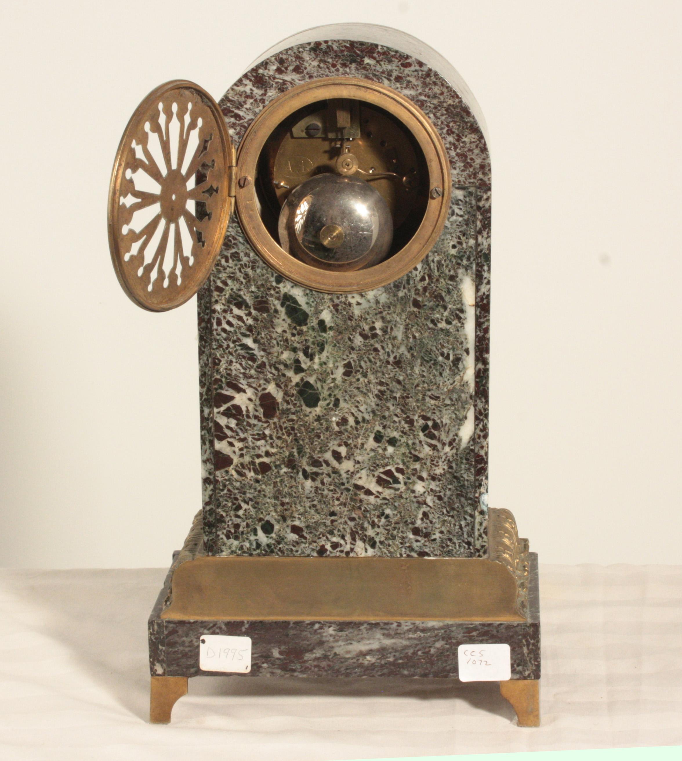 French Second Empire Bronze and Marble Mantel Clock For Sale