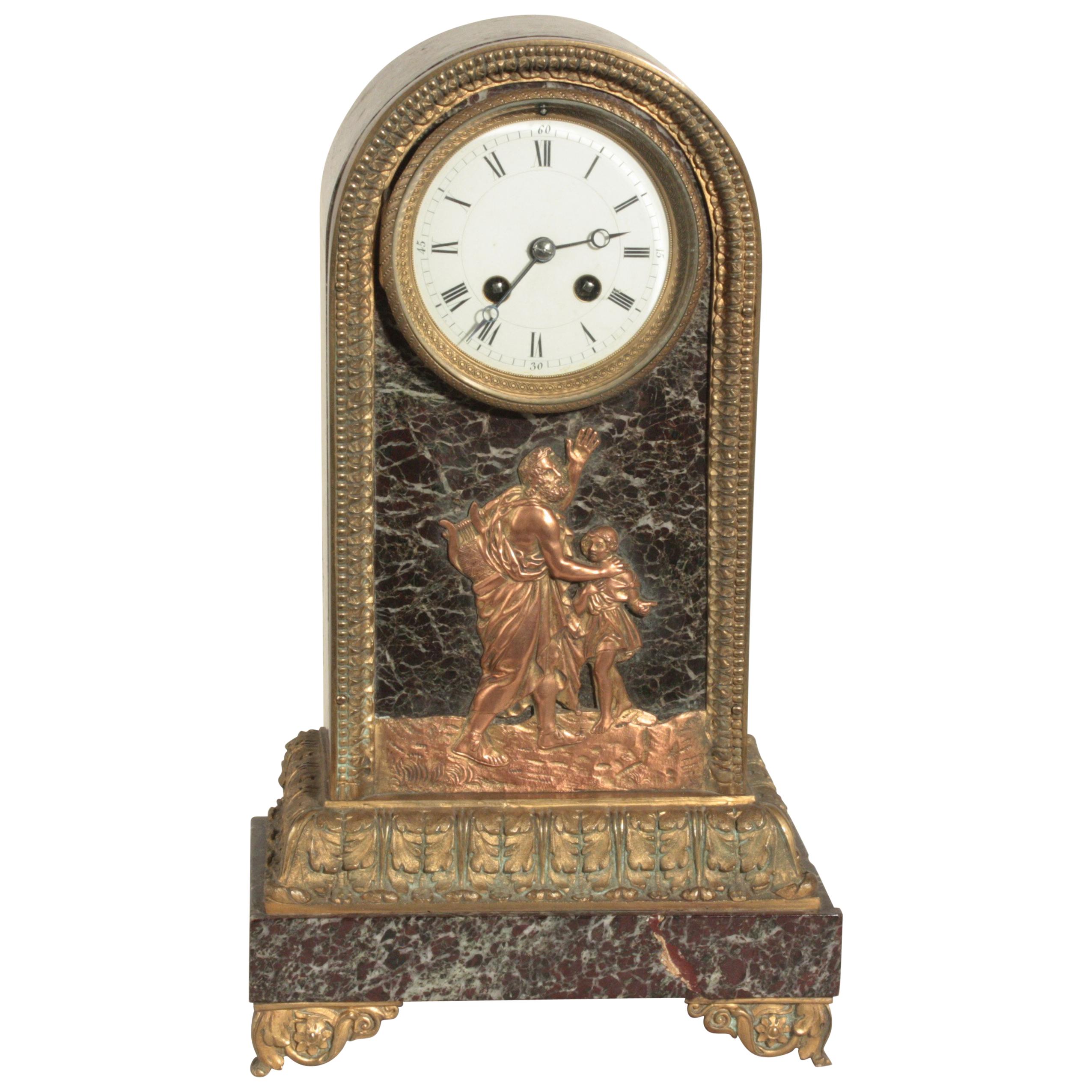 Second Empire Bronze und Marmor Kaminsimsuhr