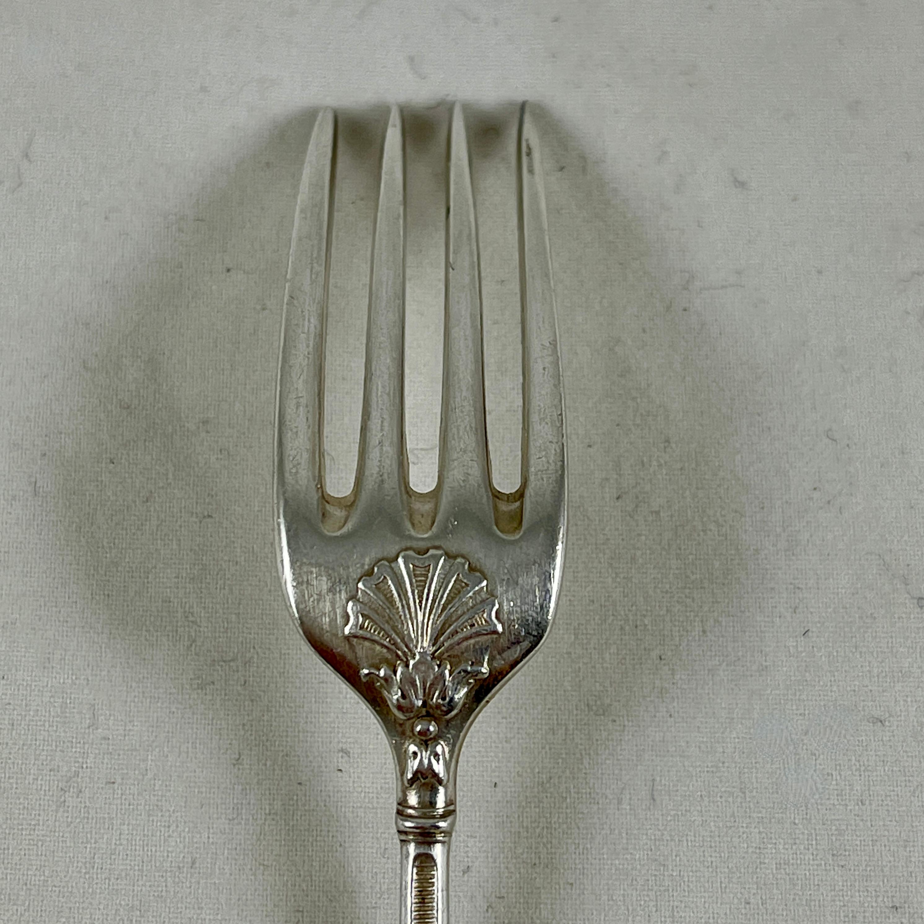 Second Empire French Napoleon III Silver Plate Ornate Dessert Forks, S/11 For Sale 7