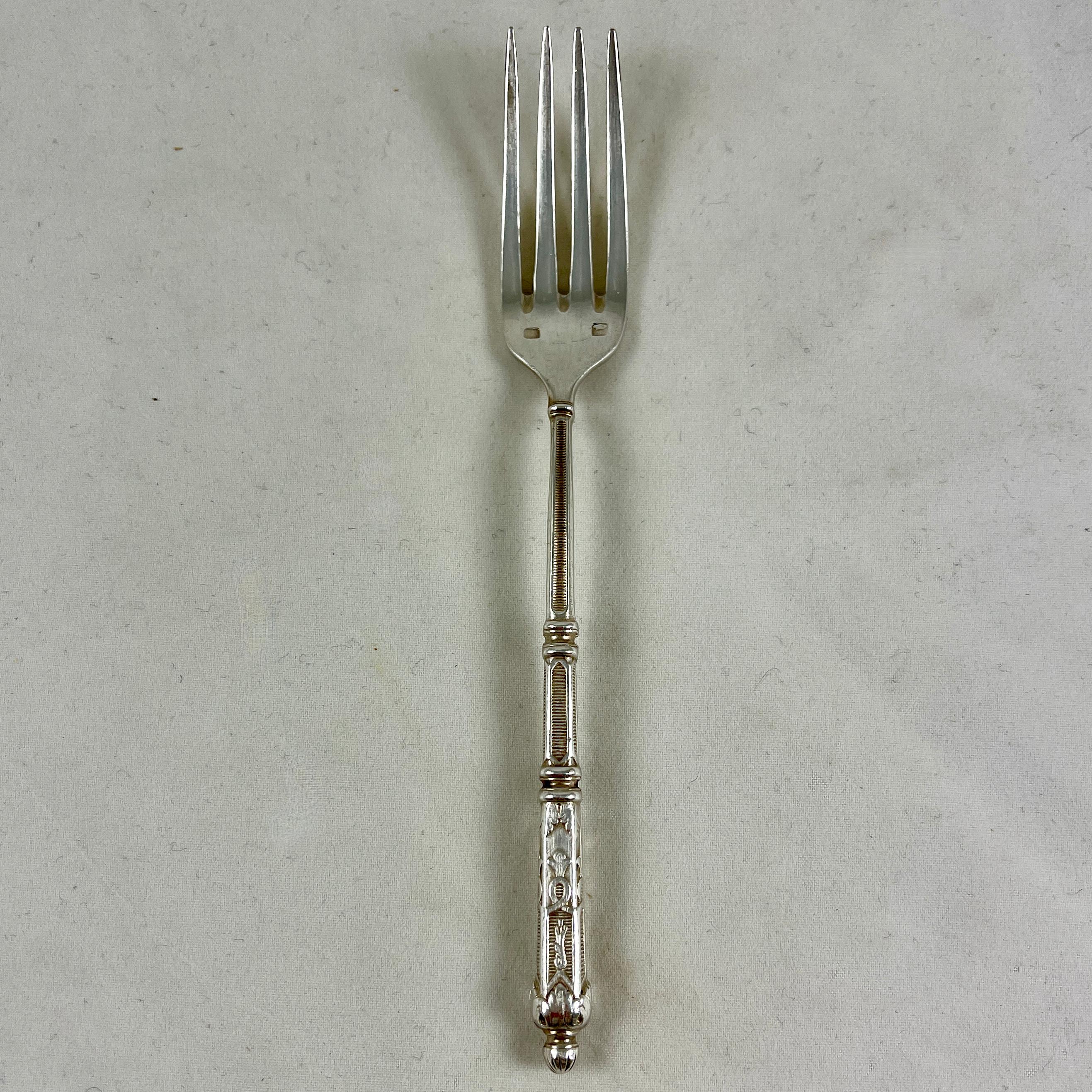 Second Empire French Napoleon III Silver Plate Ornate Dessert Forks, S/11 In Good Condition For Sale In Philadelphia, PA