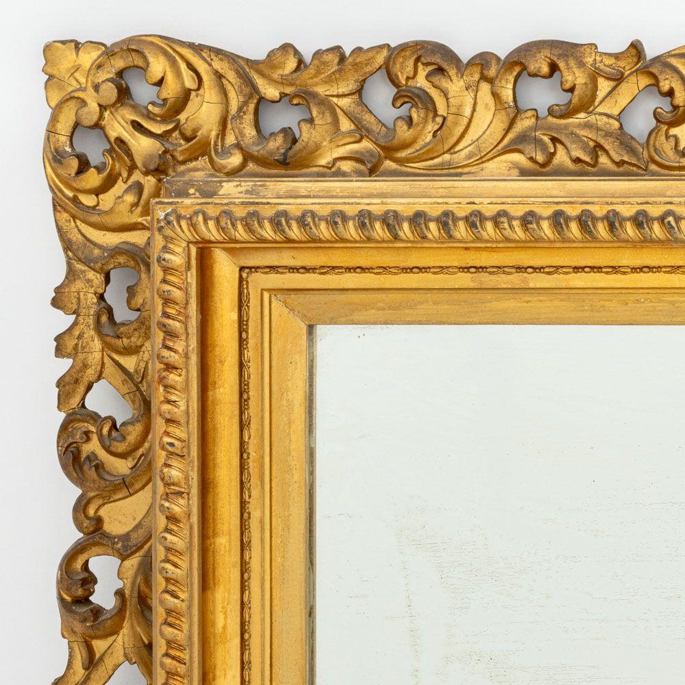 Stile impero Specchio rettangolare in legno dorato Secondo Impero in vendita