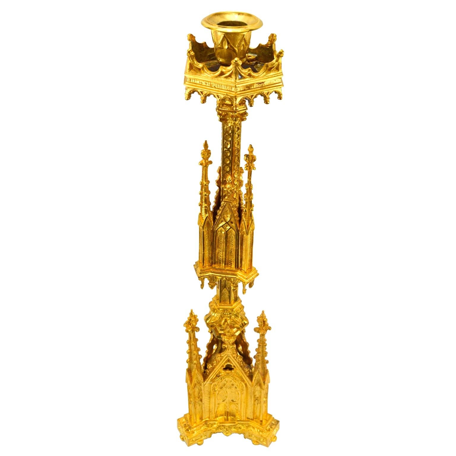 Second Empire Gothic Cathedral Clock and Garniture For Sale 3