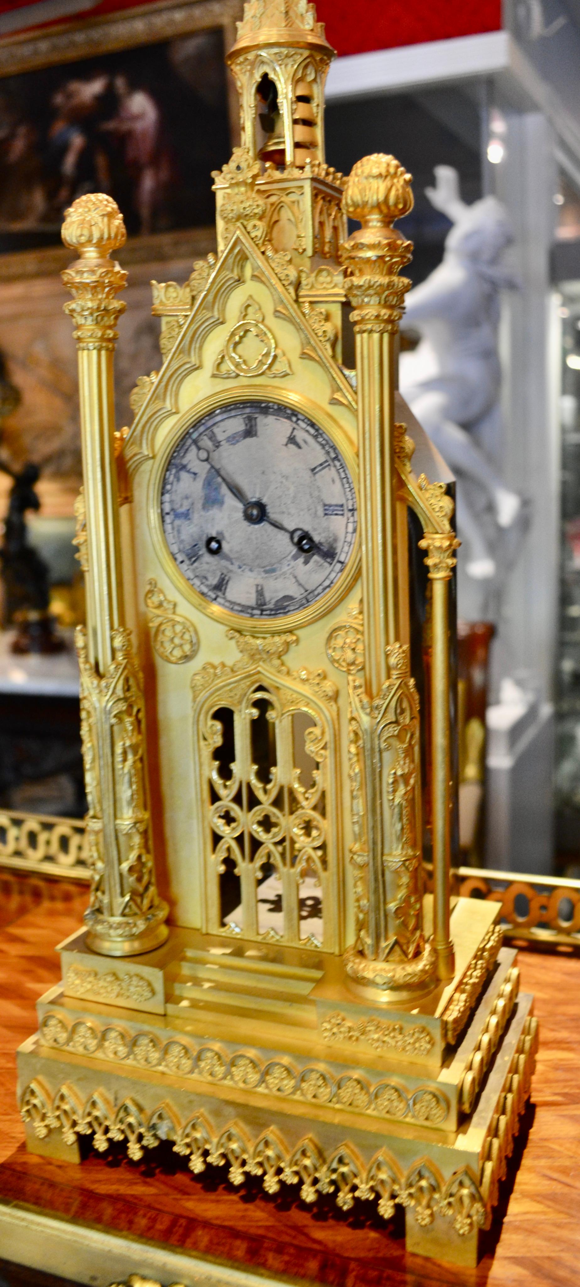 Second Empire Gothic Cathedral Clock and Garniture For Sale 5