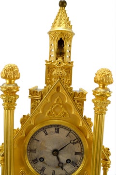 Second Empire Gothic Cathedral Clock and Garniture