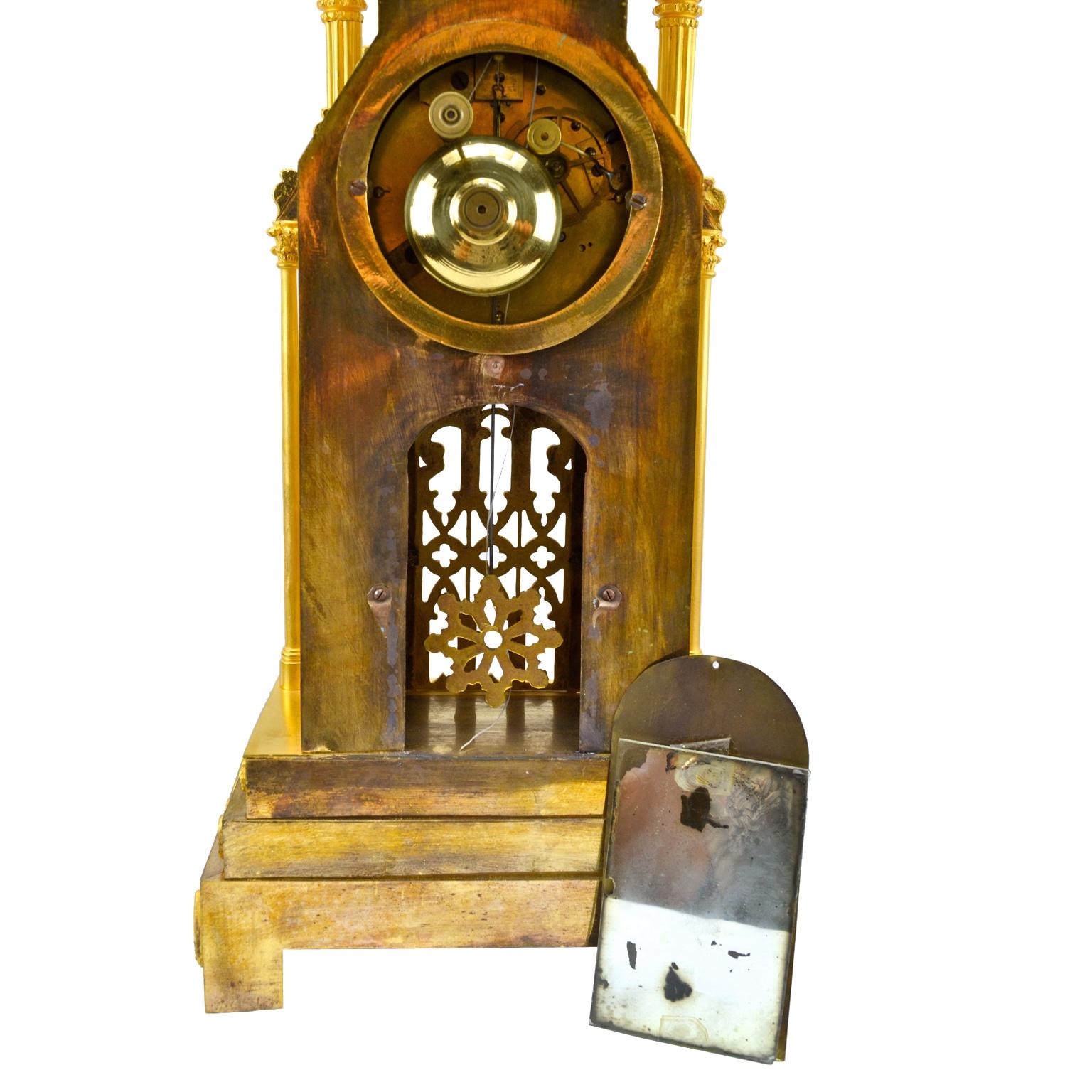 19th Century Second Empire Gothic Cathedral Clock and Garniture For Sale
