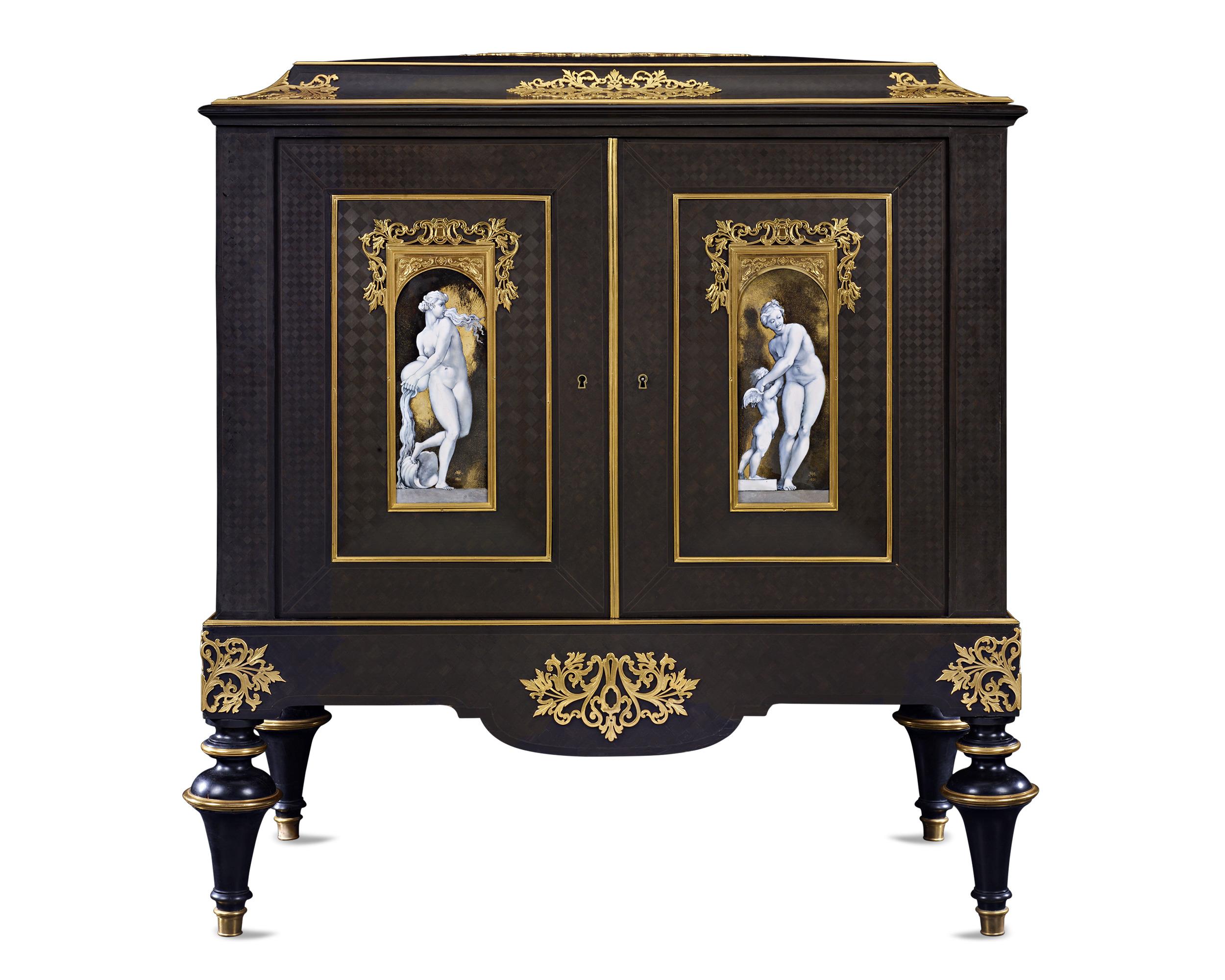Napoleon III Second Empire Ormolu and Ebony Jewelry Cabinet by Giroux