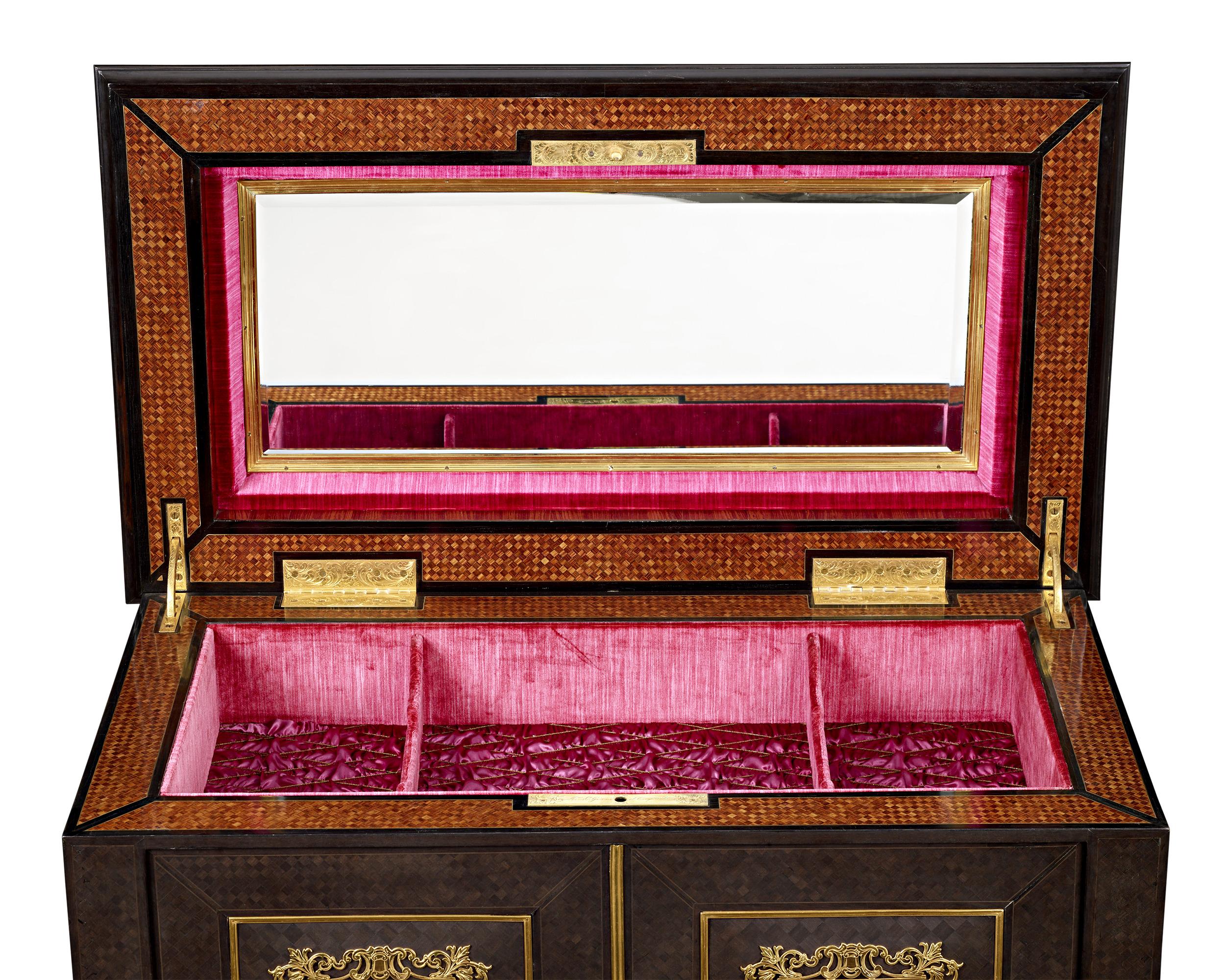 19th Century Second Empire Ormolu and Ebony Jewelry Cabinet by Giroux