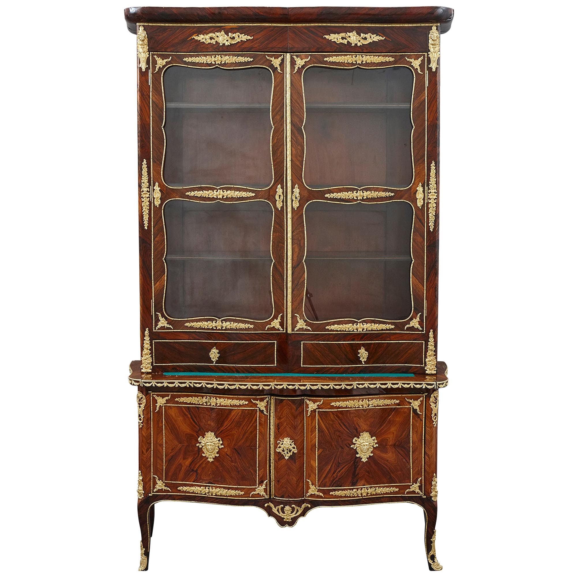 Second Empire Period Gilt Bronze and Kingwood Display Cabinet