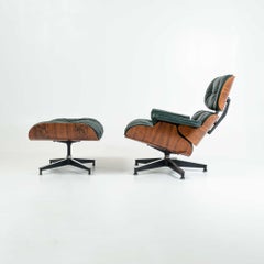 Eames Loungesessel 670 und Ottomane 671 in Jägergrünem Leder, zweite Generation