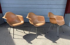 Second Generation "Ochre" X-Base Fiberglass Arm Shell Chairs, Charles Eames