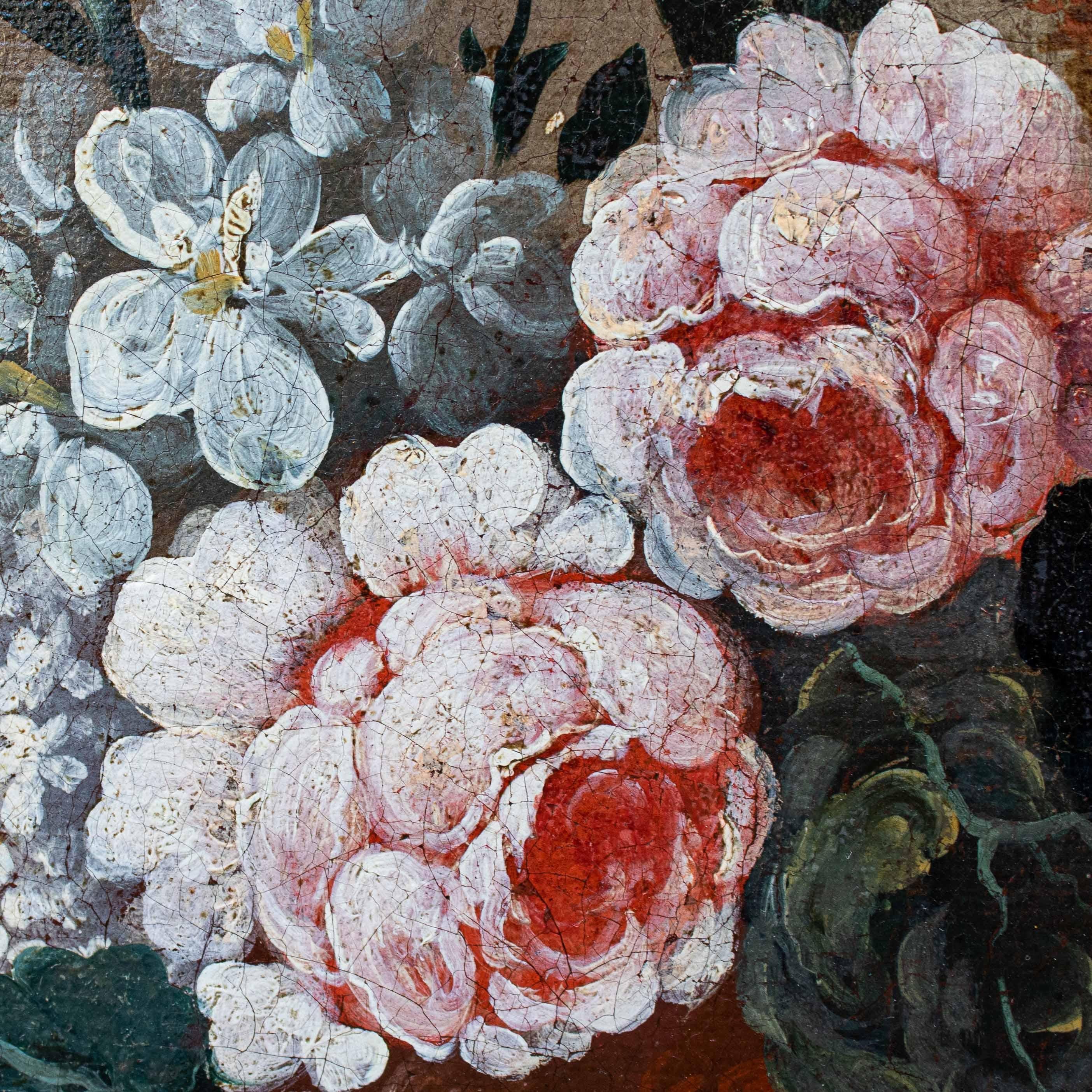 Second Half of 17th Century Pair of Still Lifes with Flowers Oil on Canvas 7