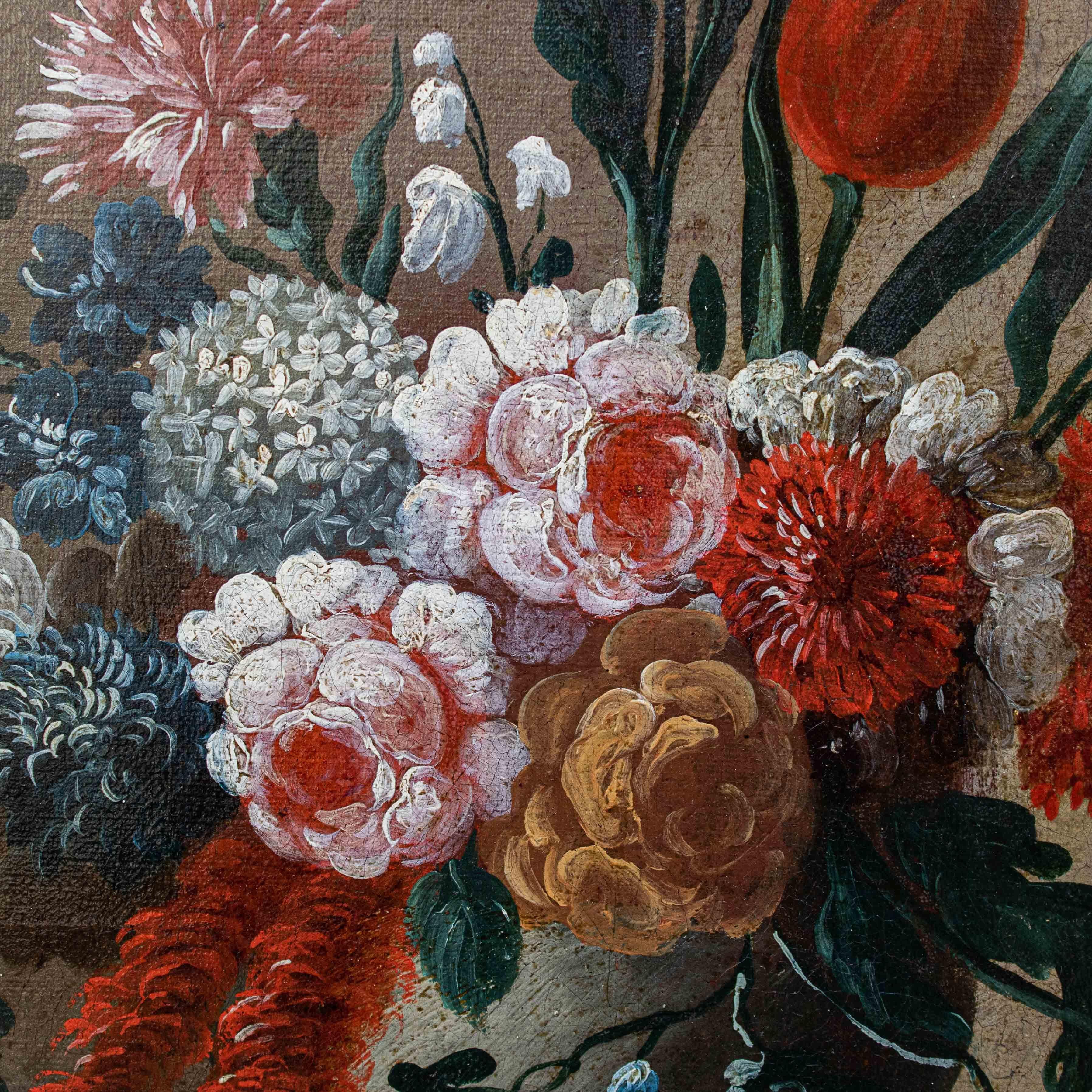 Second Half of 17th Century Pair of Still Lifes with Flowers Oil on Canvas 15