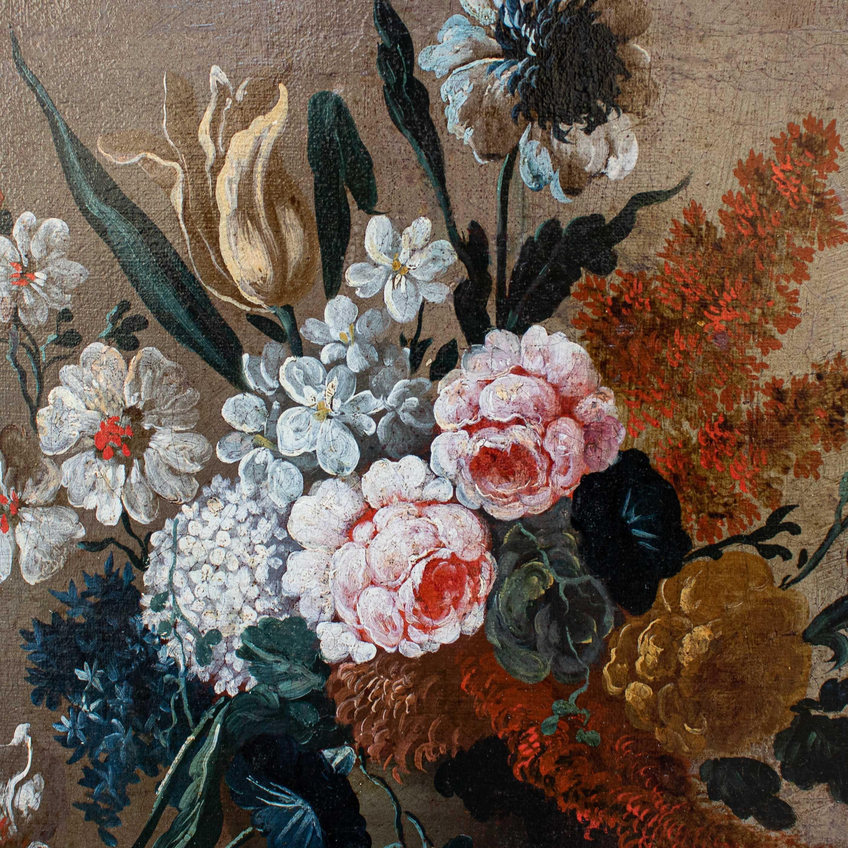 Second Half of 17th Century Pair of Still Lifes with Flowers Oil on Canvas 2