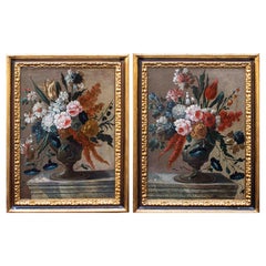 Second Half of 17th Century Pair of Still Lifes with Flowers Oil on Canvas