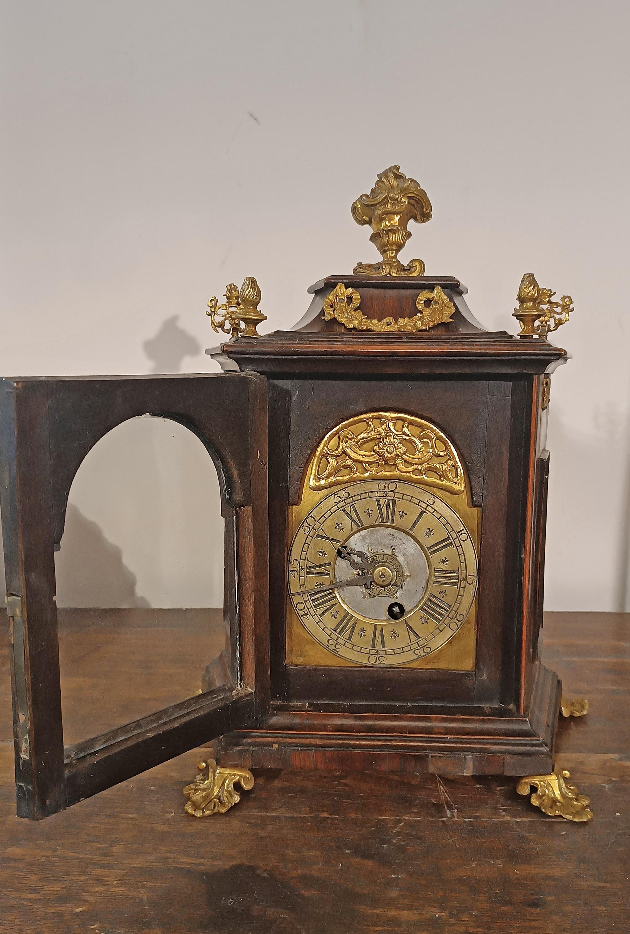 17th Century SECOND HALF OF THE 17th CENTURY WALNUT AND GOLDEN BRONZE CLOCK For Sale