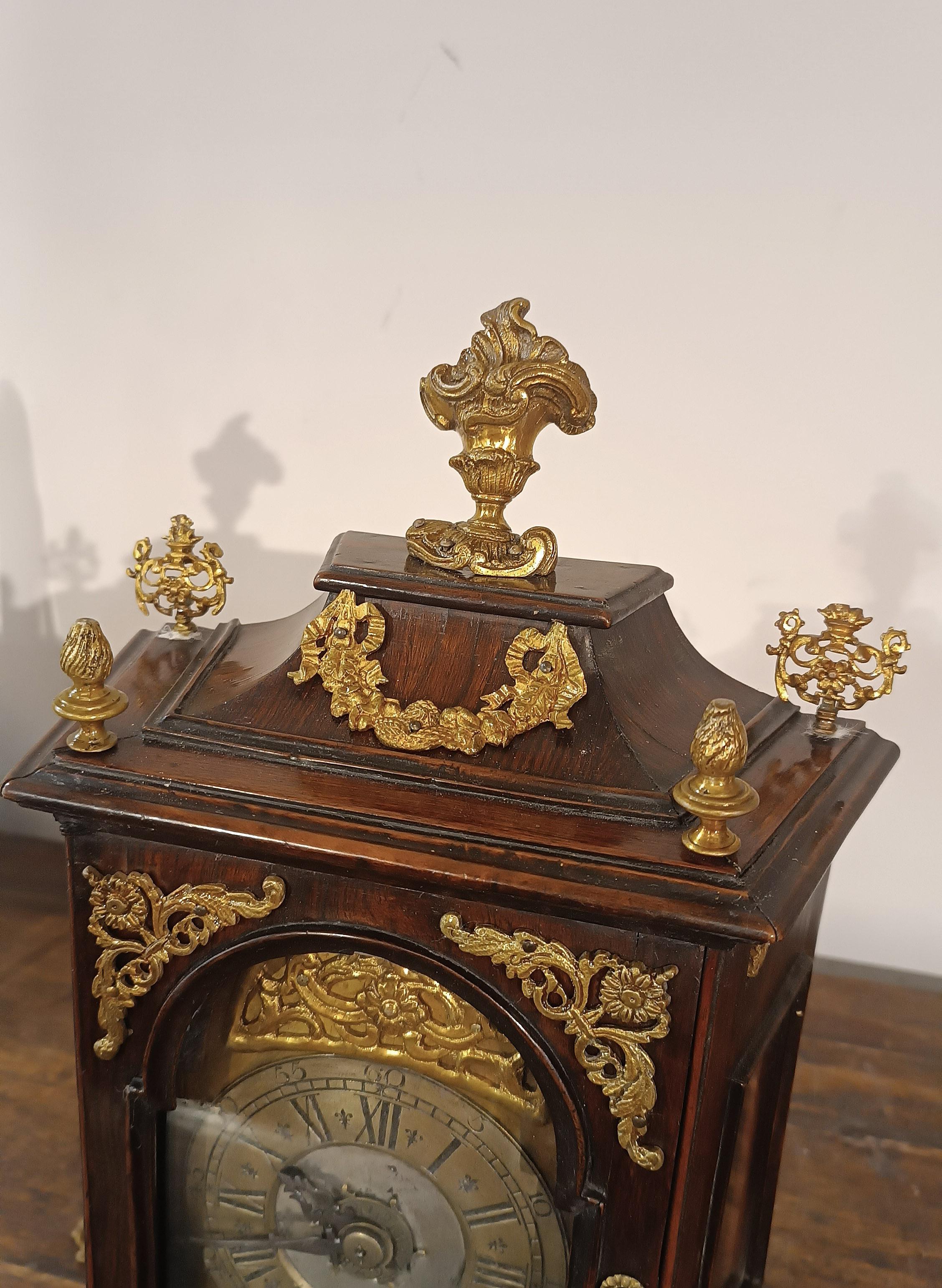 SECOND HALF OF THE 17th CENTURY WALNUT AND GOLDEN BRONZE CLOCK For Sale 1
