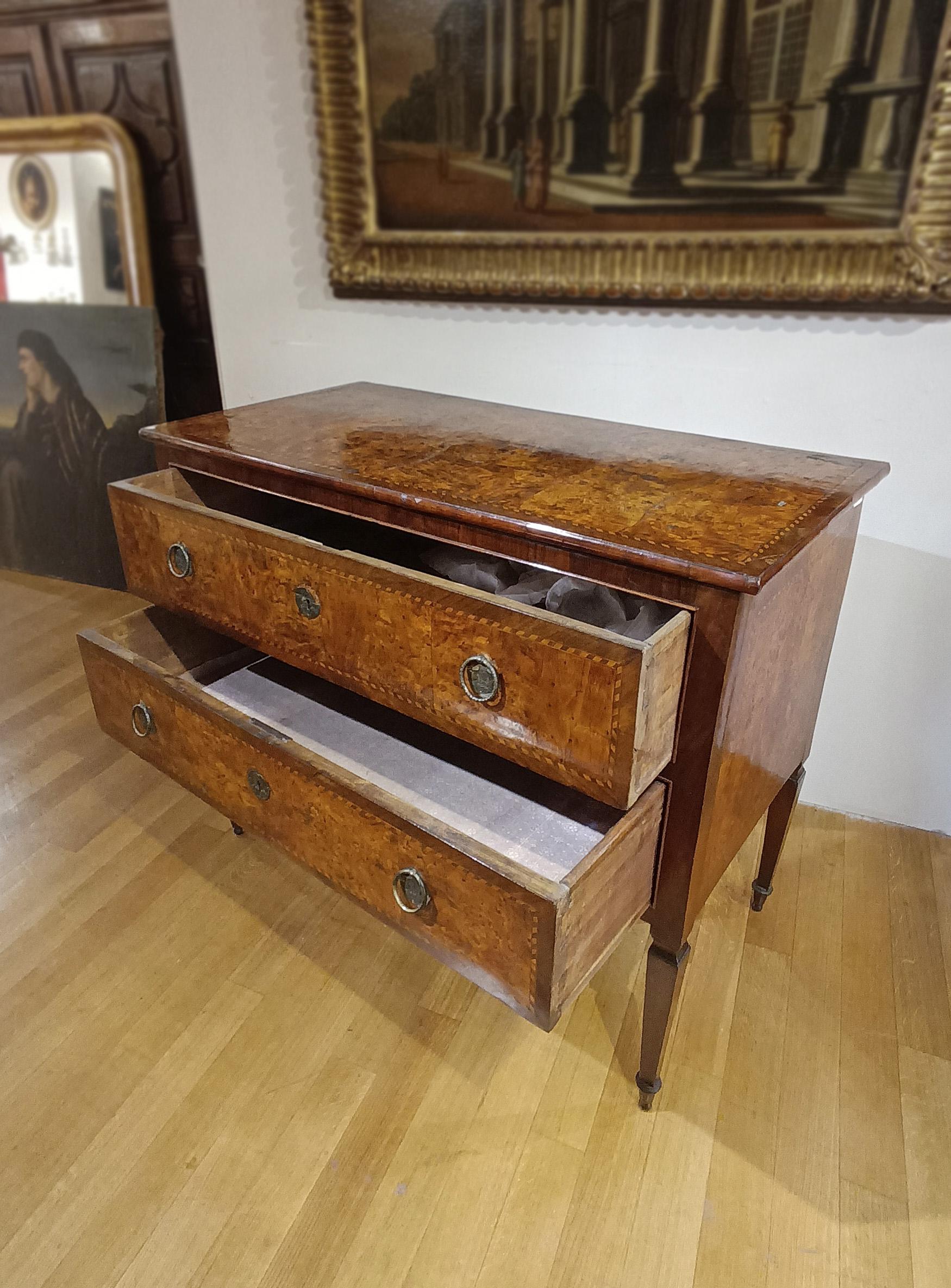 Bronze SECOND HALF OF THE 18th CENTURY LOUIS XVI VENEERED CHEST OF DRAWERS For Sale