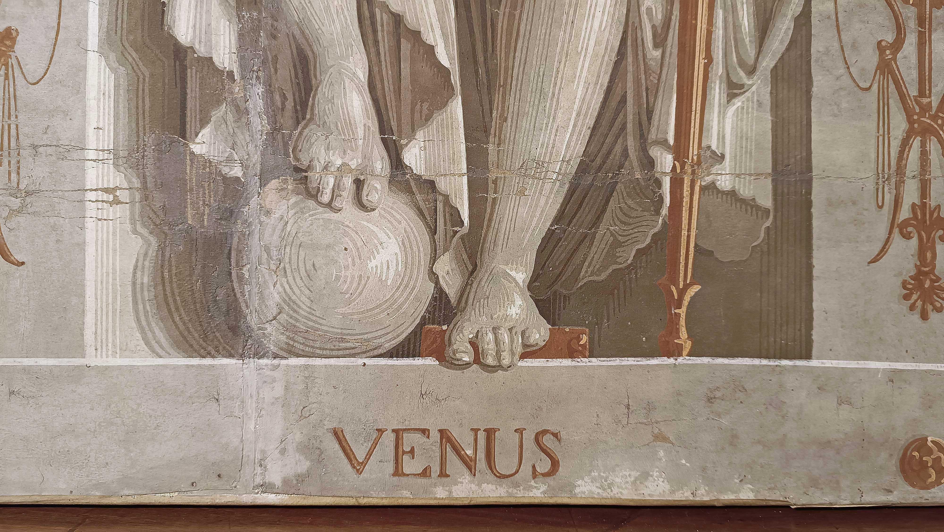 SEGUNDA MITAD DEL SIGLO XVIII PINTURA NEOCLÁSICA DE PAPEL CON VENUS en Bueno estado para la venta en Firenze, FI