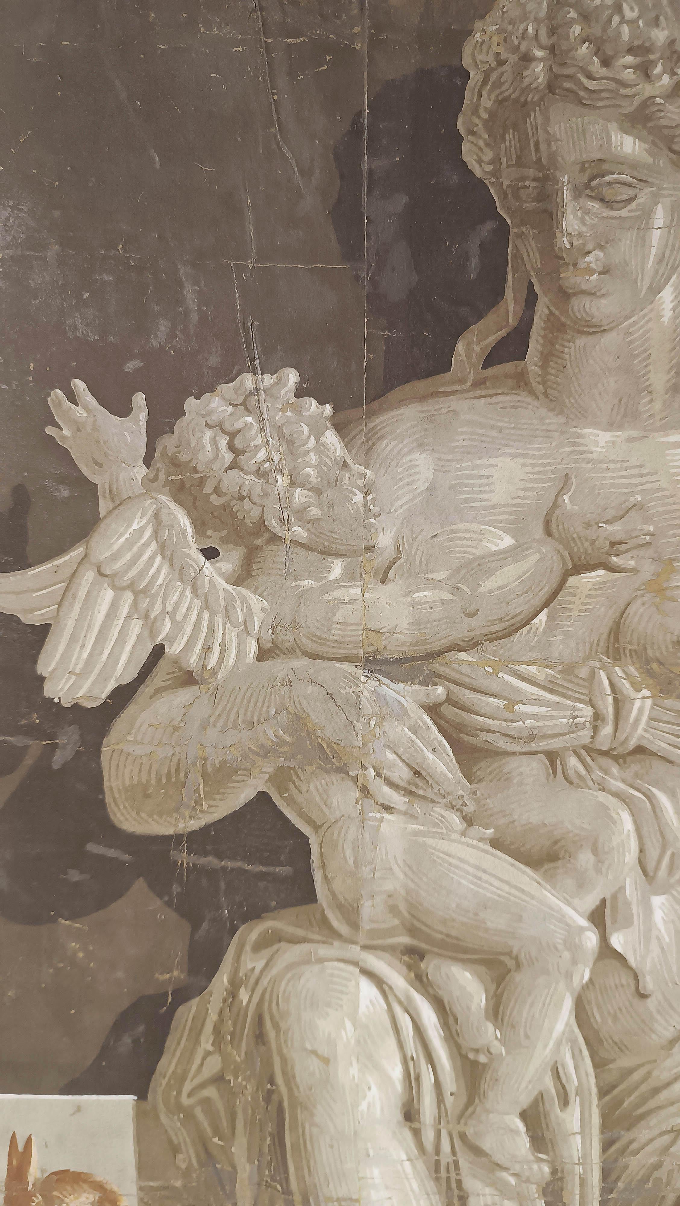 SEGUNDA MITAD DEL SIGLO XVIII PINTURA NEOCLÁSICA DE PAPEL CON VENUS 18th Century en venta