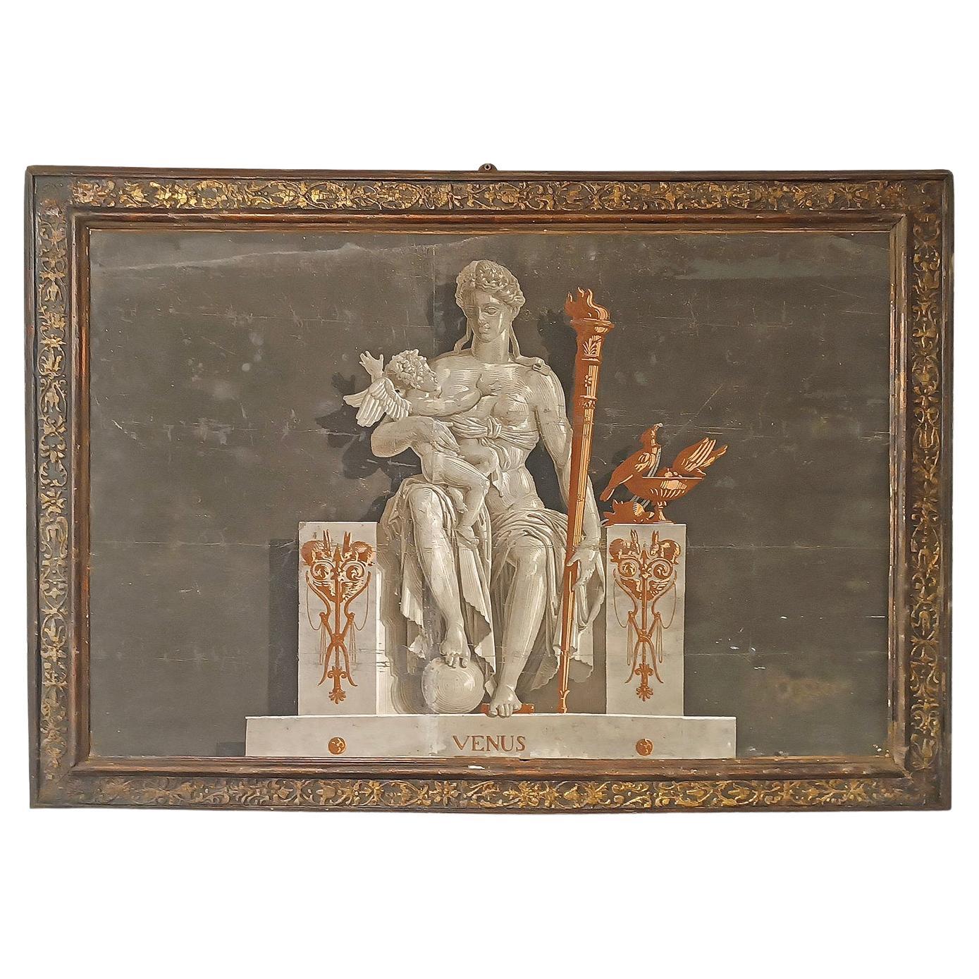 SEGUNDA MITAD DEL SIGLO XVIII PINTURA NEOCLÁSICA DE PAPEL CON VENUS en venta